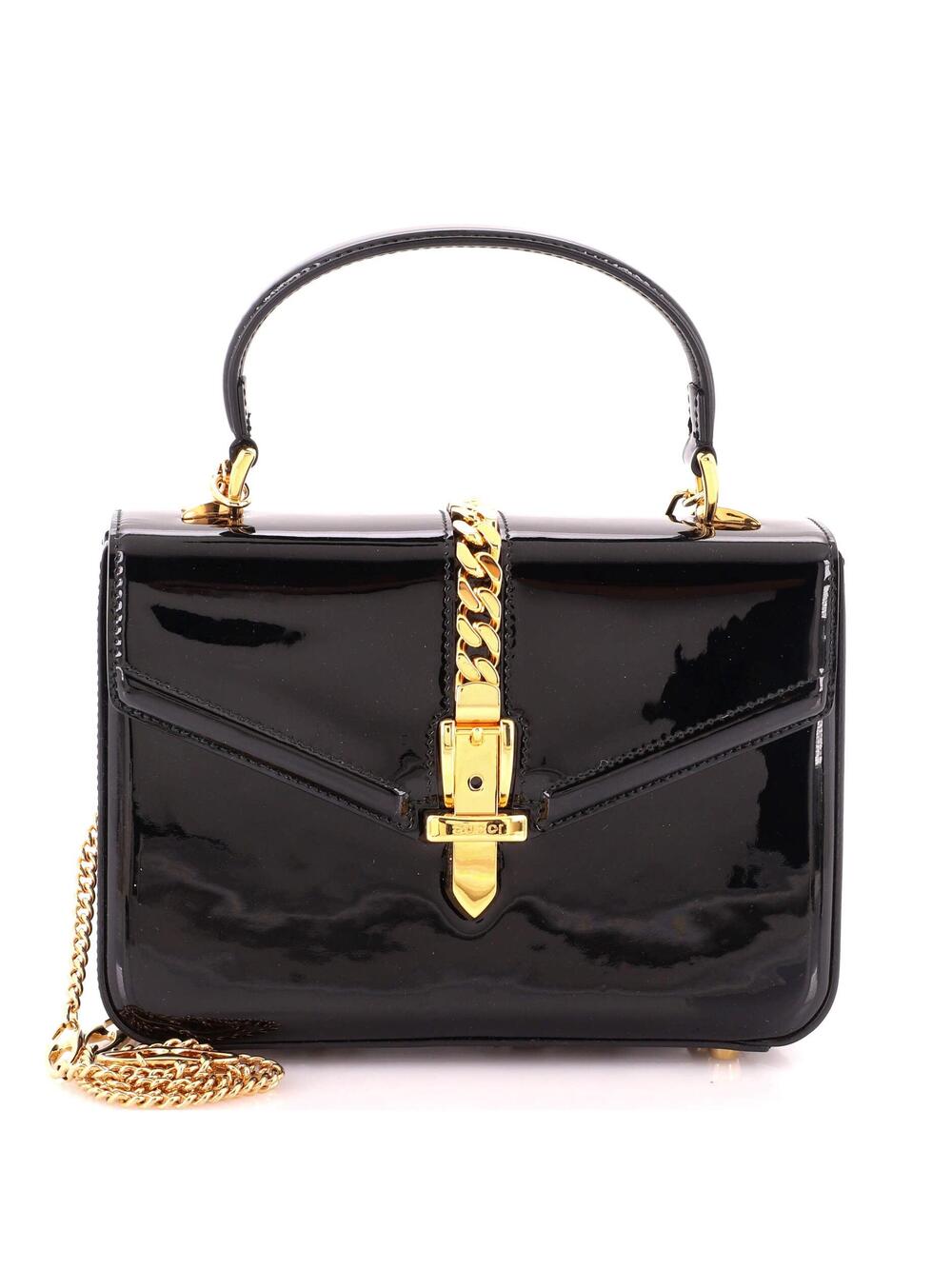 Gucci Sylvie Top Handle Bag Patent Mini #349642G12B